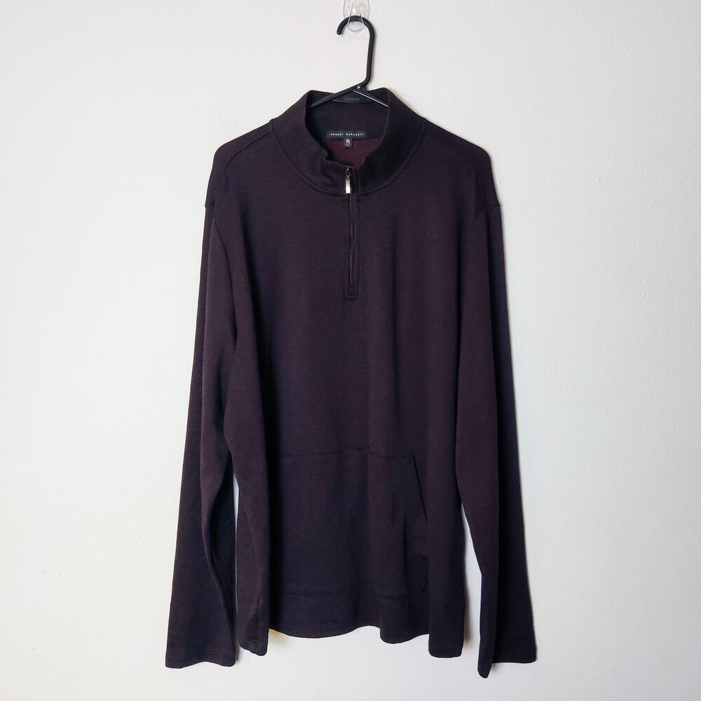 Robert Barakett Hobart Half Zip Double Knit Pullover Sweater Bordeaux XXL